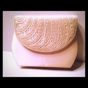 White Pearl Accented Clutch Purse Brand-New